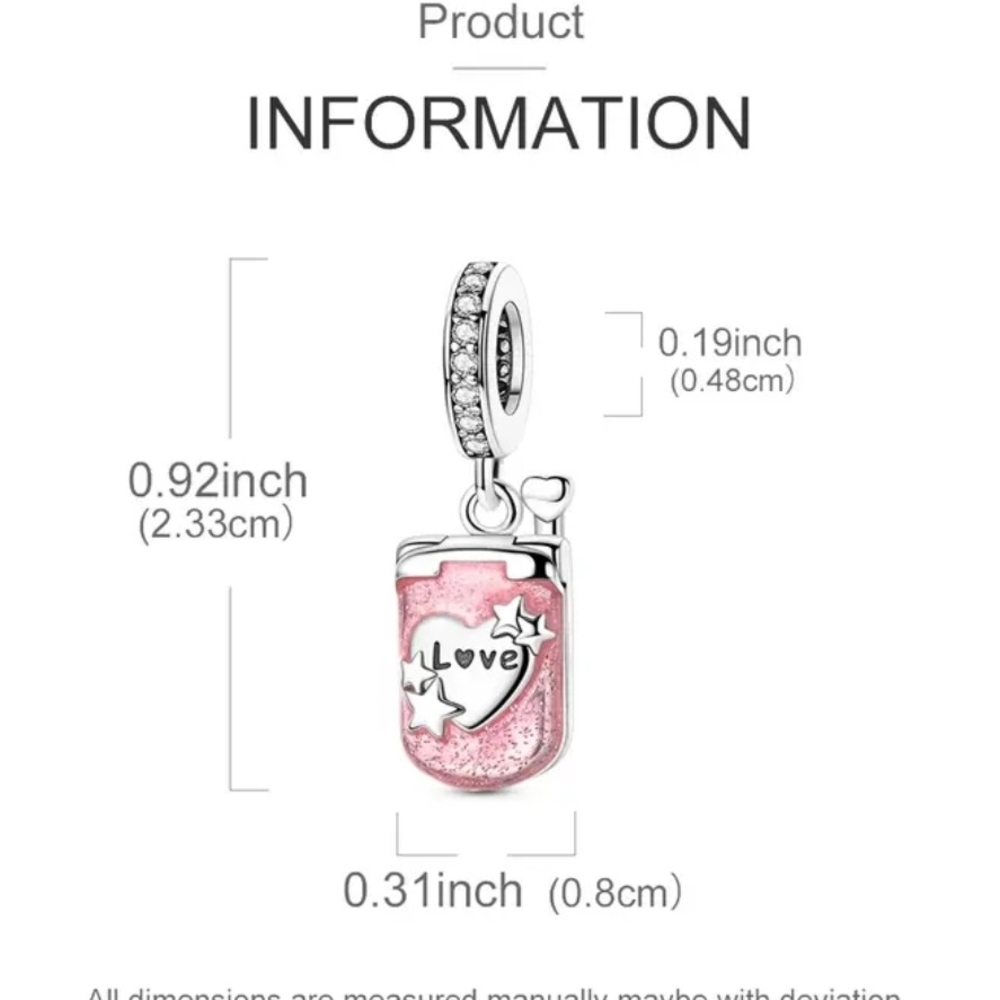 Silver and Pink Love Cell Phone Charm - Picture 6 of 6